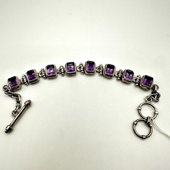 Genuine amethyst, stamped .925 heavy tennis bracelet! - Picture 1 of 9